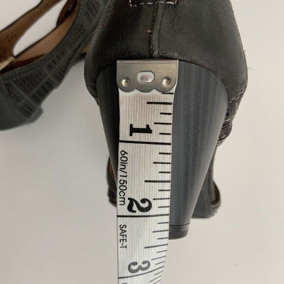 Pikolinos Sandals Sz 41 US 10M Black Perforated Leather Open-toe Mid Heel - Picture 8 of 12